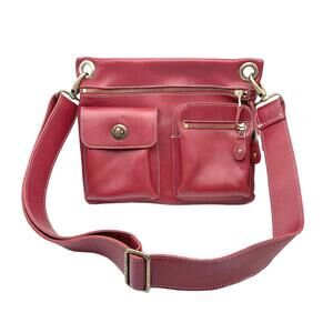 Vintage Roots Dark Red Leather Crossbody Bag with Multiple Pockets